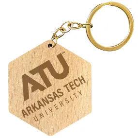 Arkansas Tech University 2 Engraved Wooden Hexagon Keychain Officially Licensed Collegiate Product