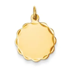 .027 Gauge Engravable Scalloped Disc Charm in 14k Gold