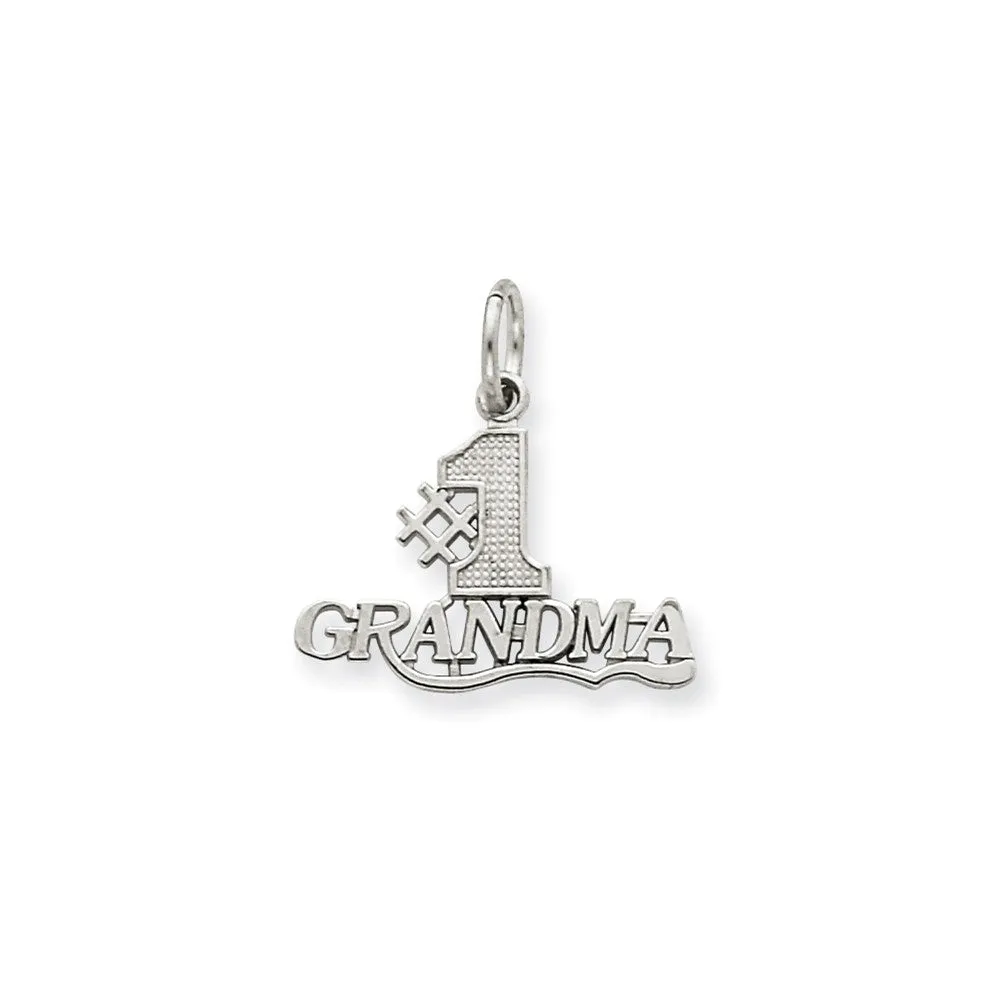 #1 Grandma Charm in 14k White Gold