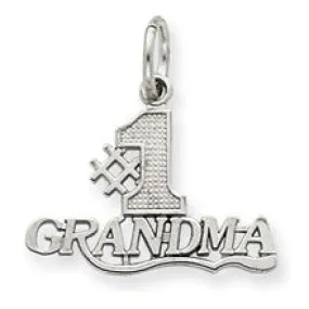 #1 Grandma Charm in 14k White Gold