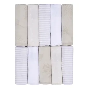 10-Pack Baby Neutral Natural Leaves Washcloths