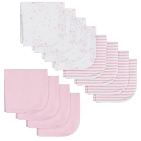 12-Pack Baby Girls Stars Washcloths