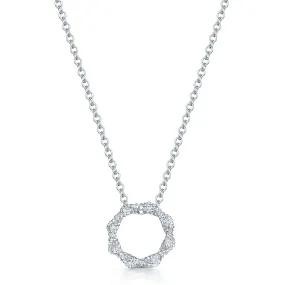 18ct White Gold Pave Diamond Set Twisted Circular Pendant