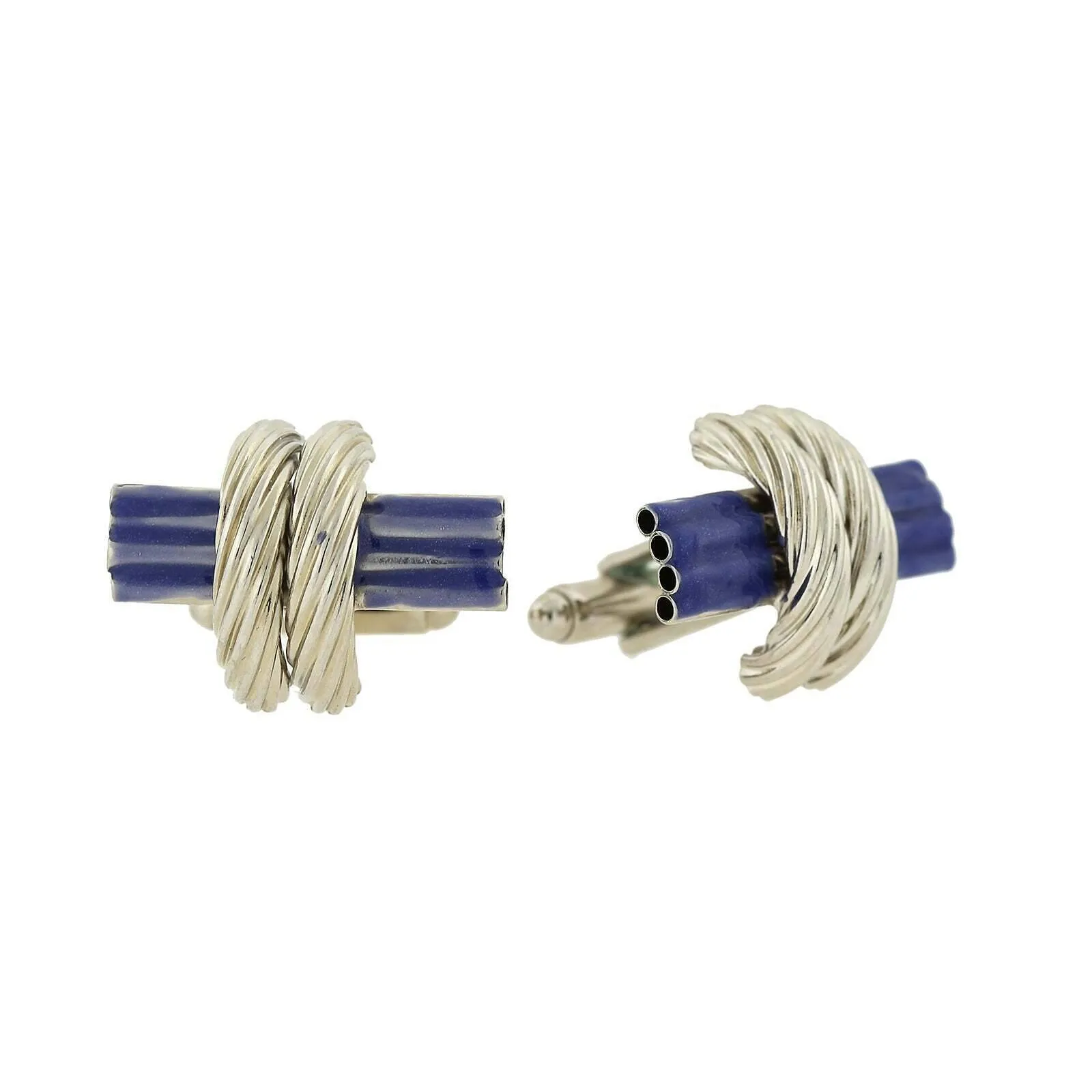 1928 Jewelry Classic Blue Enamel Rope Cufflinks