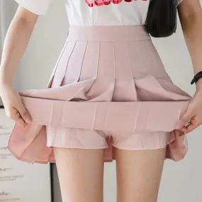 2024 Autumn Korean Skirt Shorts Women High Waist Sexy Mini Skirt School Short Pleated Kawaii Japanese Pink Skirt Female Spring