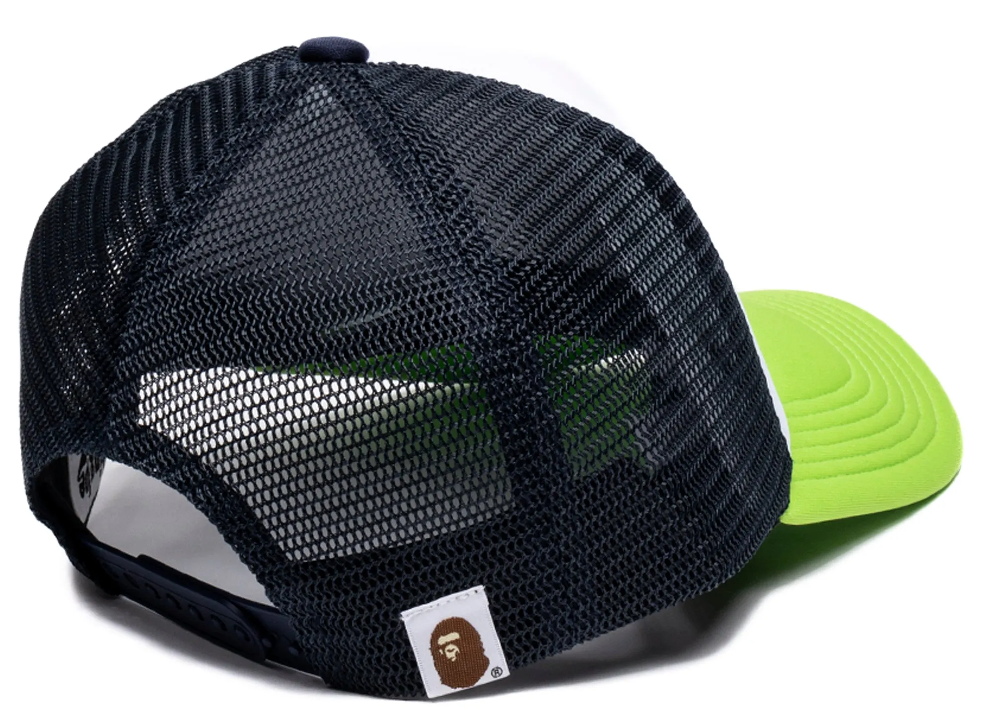 A Bathing Ape College Mesh Cap in Lime / Black