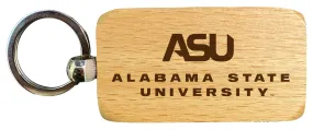 Alabama State University 2.5 x 1-Inch Engraved Wooden Keychain Officially Licensed Collegiate Product