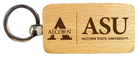 Alcorn State Braves 2.5 x 1-Inch Engraved Wooden Keychain Officially Licensed Collegiate Product