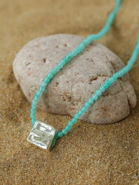 Amazonite Beaded Square Pendant Necklace