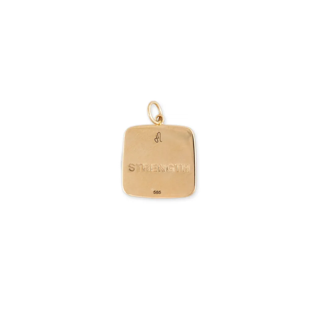 ANKH   STRENGTH SQUARE TAG CHARM