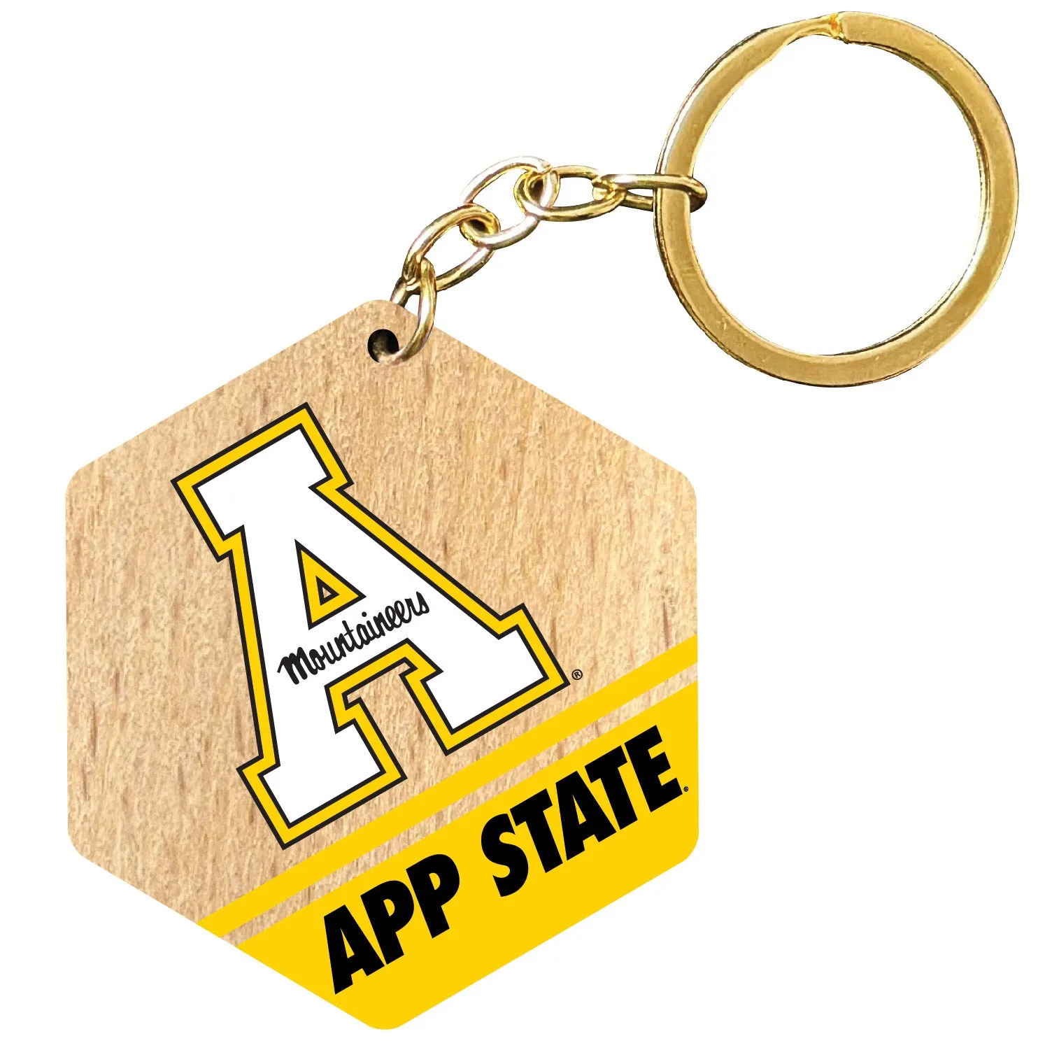 Appalachian State 2 Wooden Hexagon Keychain Officially Licensed Collegiate Product