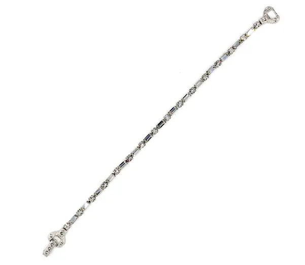 Art Deco Baguette Bracelet with Jeweled Clasp