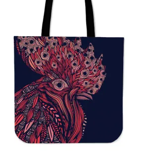 Artsy Rooster Linen Tote Bag