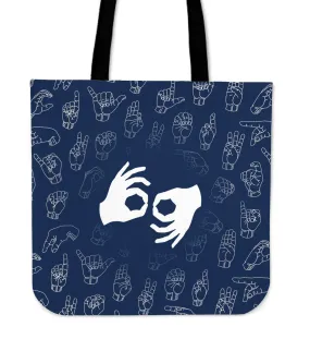 ASL Interpreter Linen Tote Bag