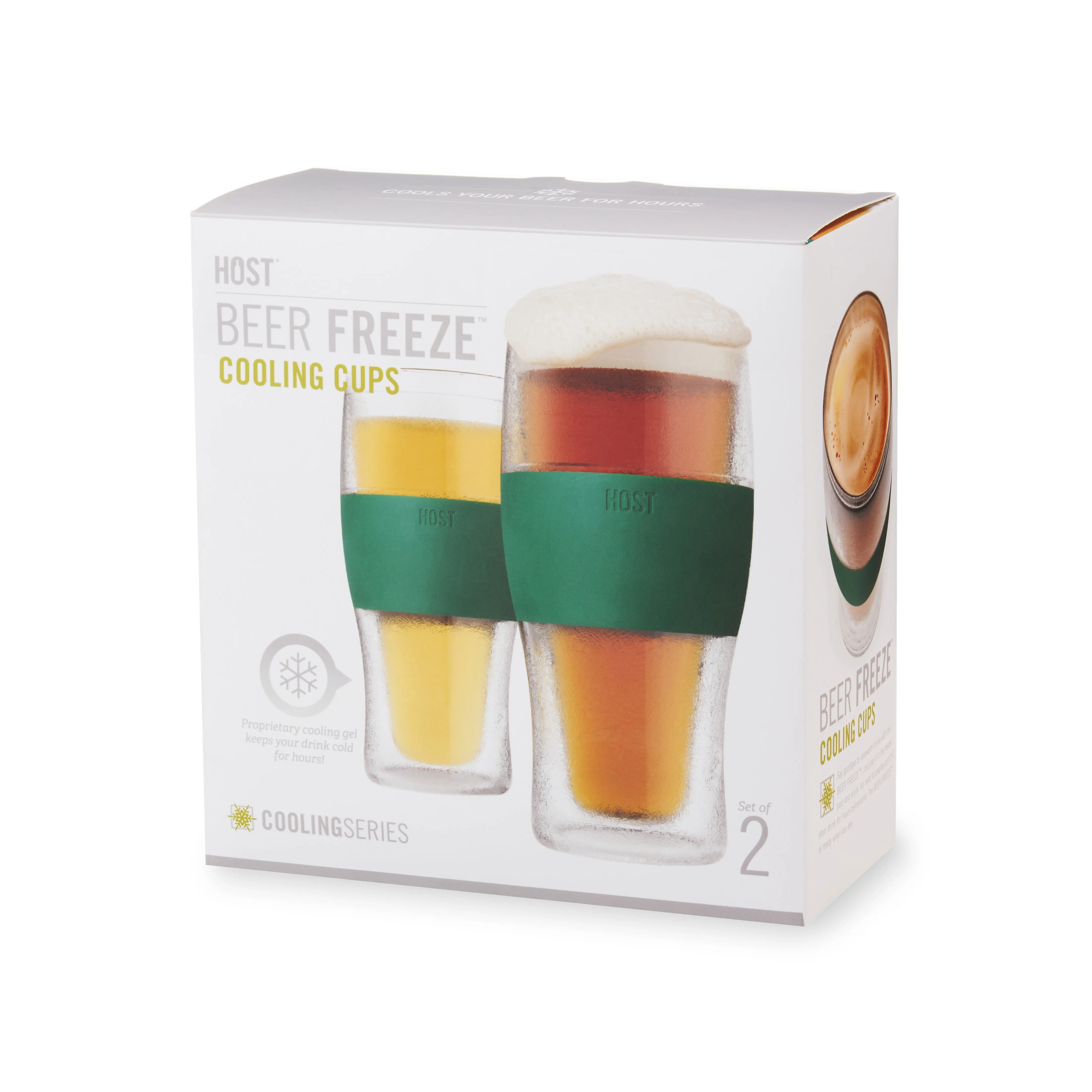 Beer FREEZE™ Cooling Cups in Green, Set of 2