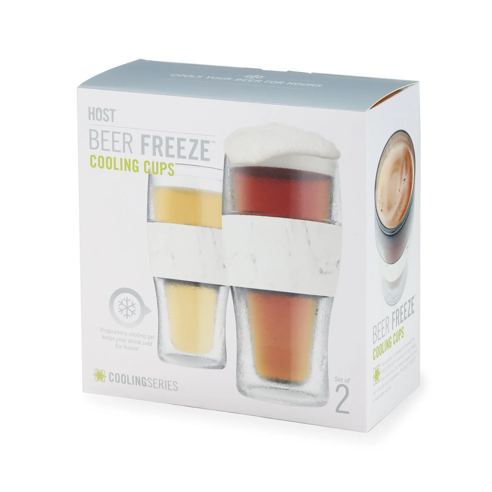 Beer FREEZE™ Cooling Cups in Marble, Set of 2