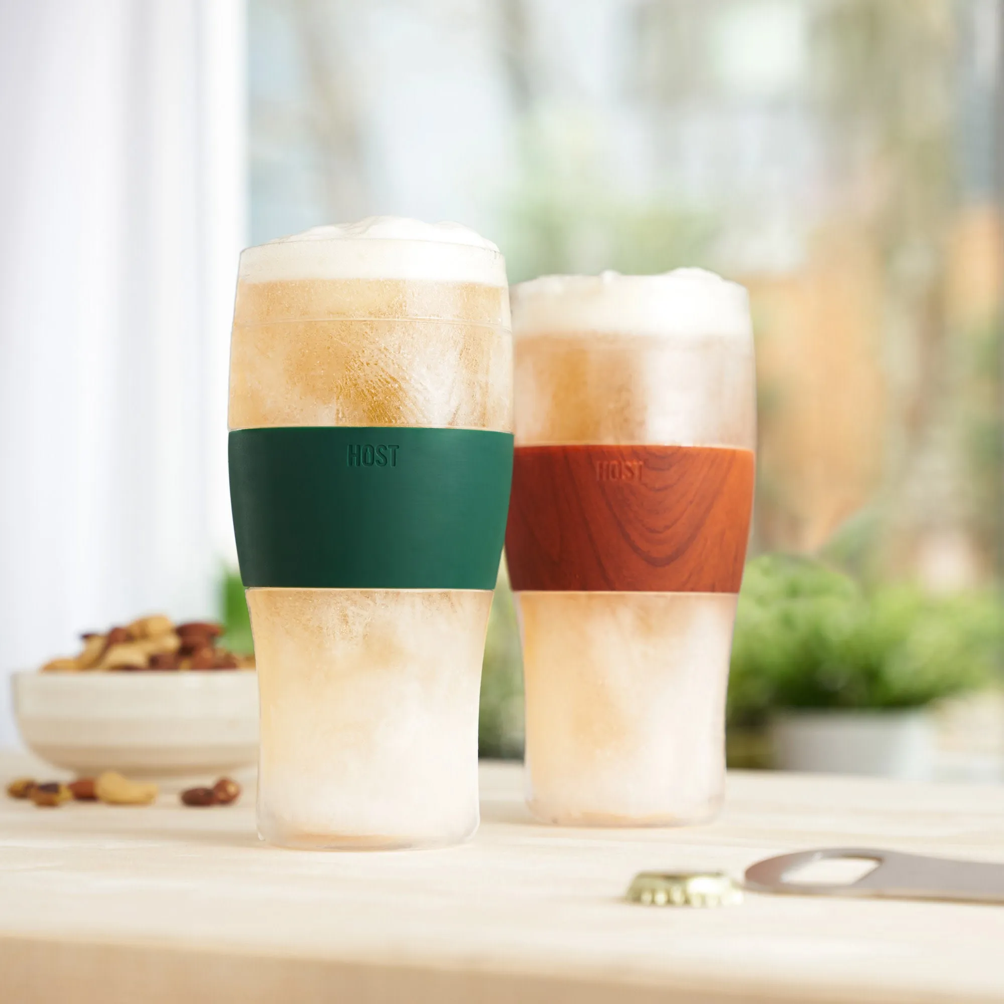 Beer FREEZE™ Cooling Cups in Wood, Set of 2