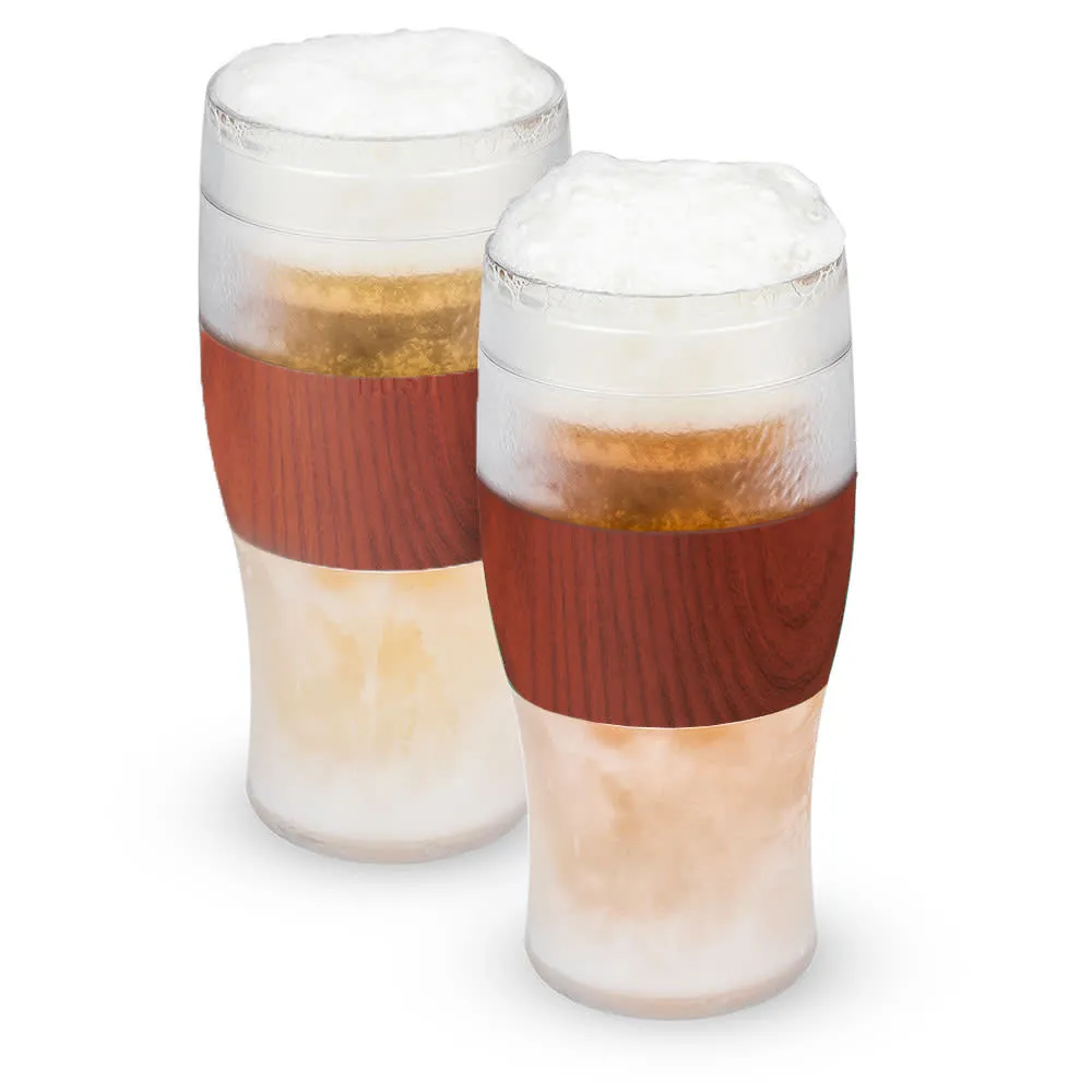 Beer FREEZE™ Cooling Cups in Wood, Set of 2