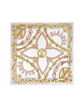 Bejeweled Square 90 Silk Scarf Beige