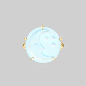 BLUE MOON. Crystal Moon & Star Ring - Gold