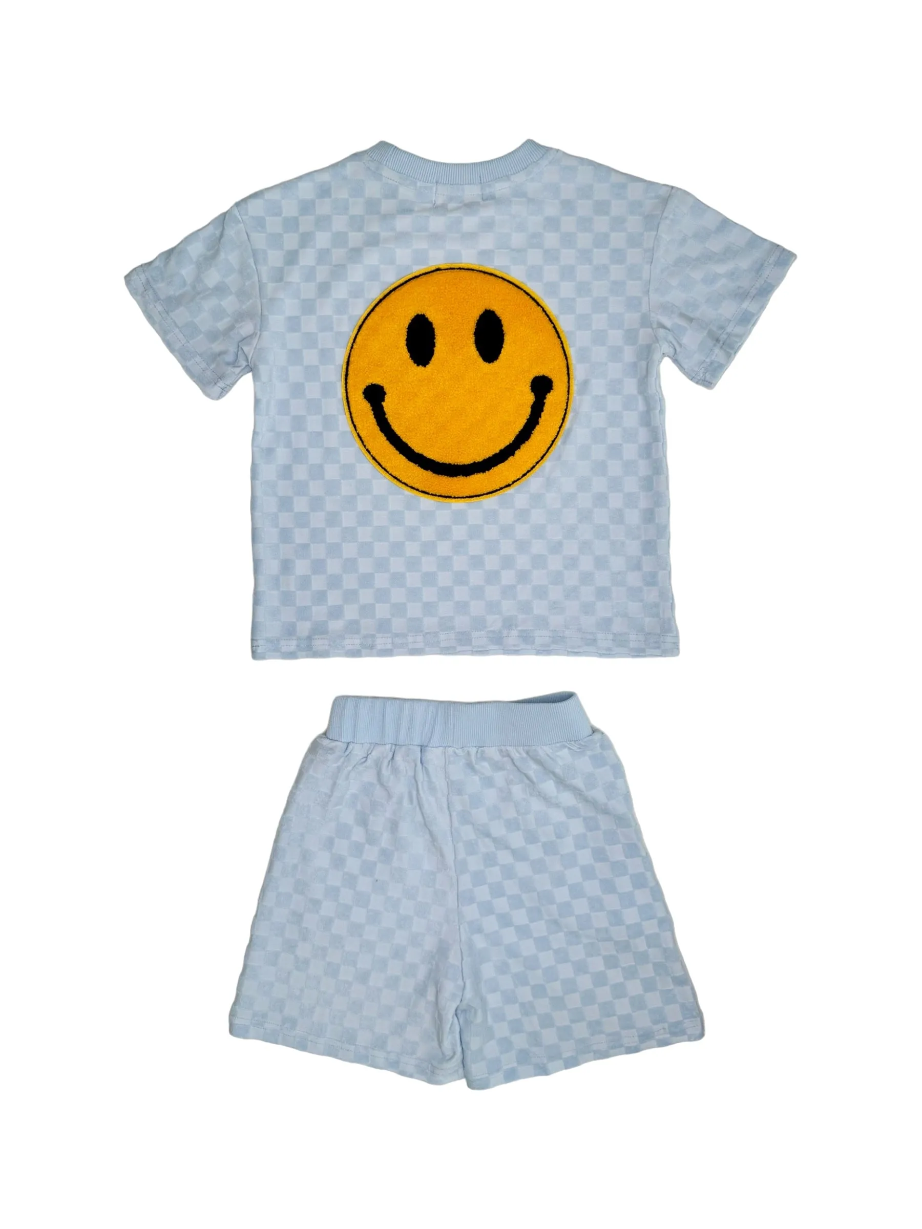 Blue Smiley Checkered Set