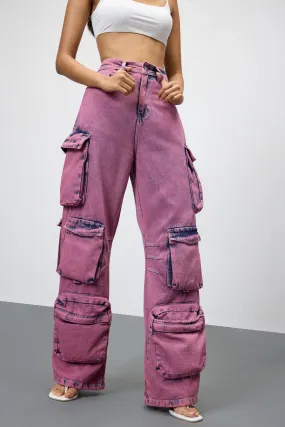 Blush Denim Utility Cargo Jeans