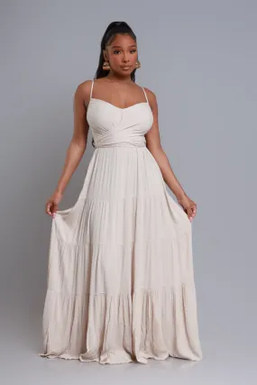 Boiling Point Tiered Maxi Dress - Oatmeal