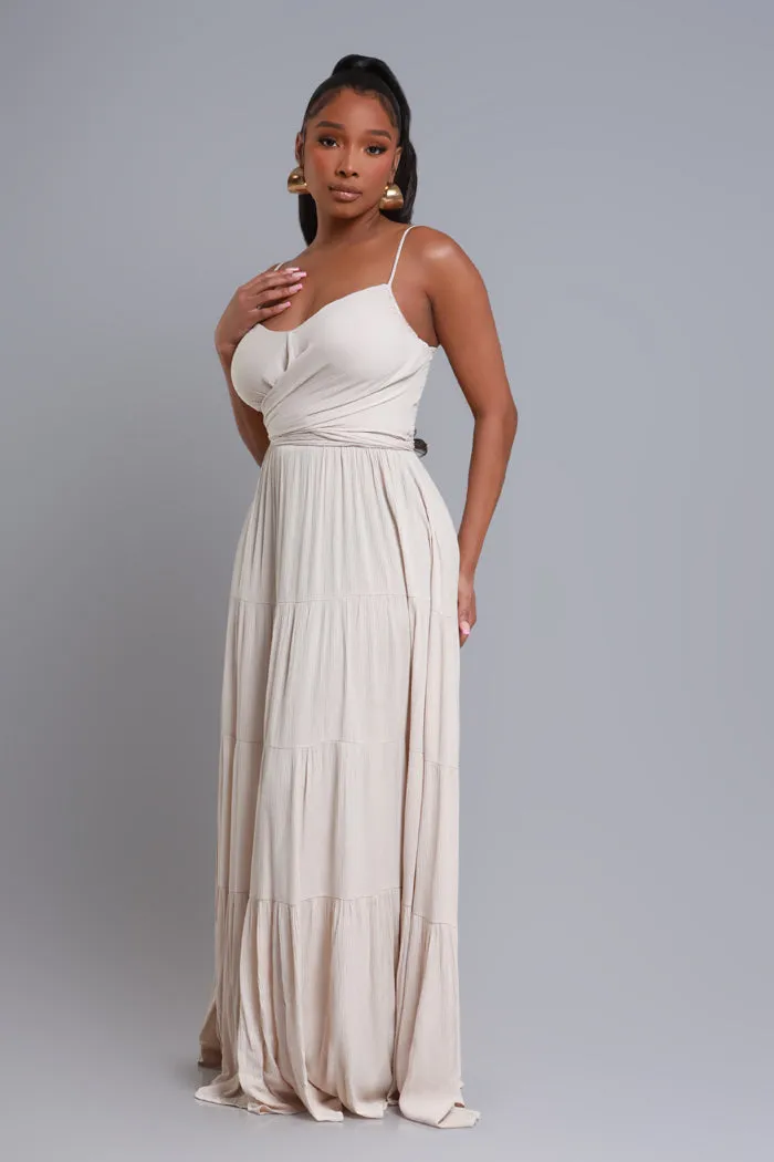 Boiling Point Tiered Maxi Dress - Oatmeal