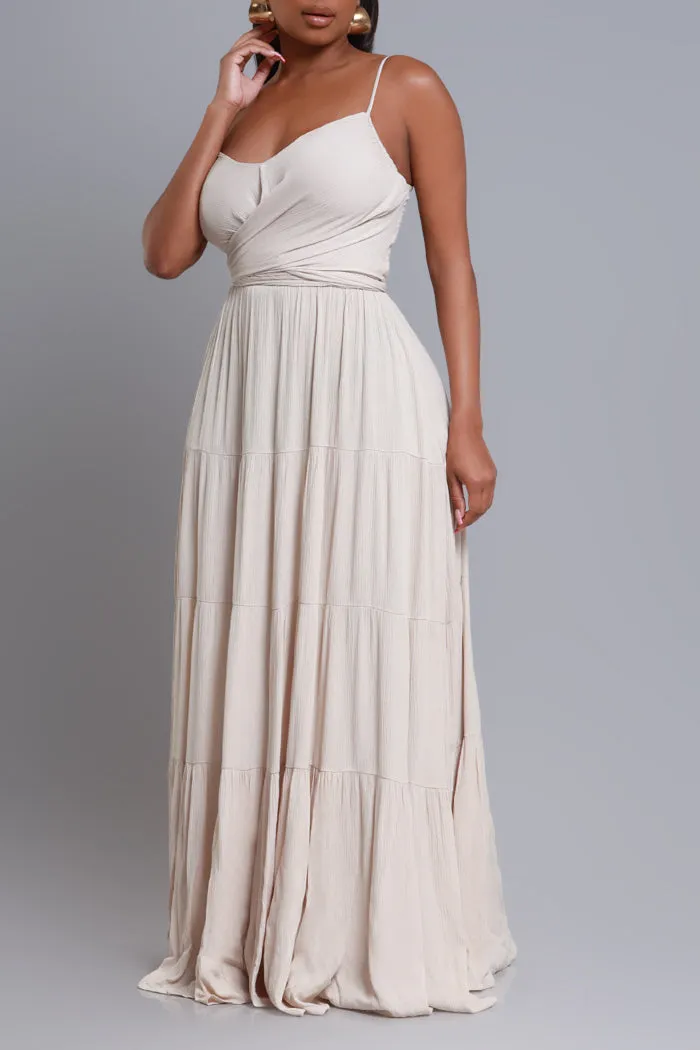 Boiling Point Tiered Maxi Dress - Oatmeal