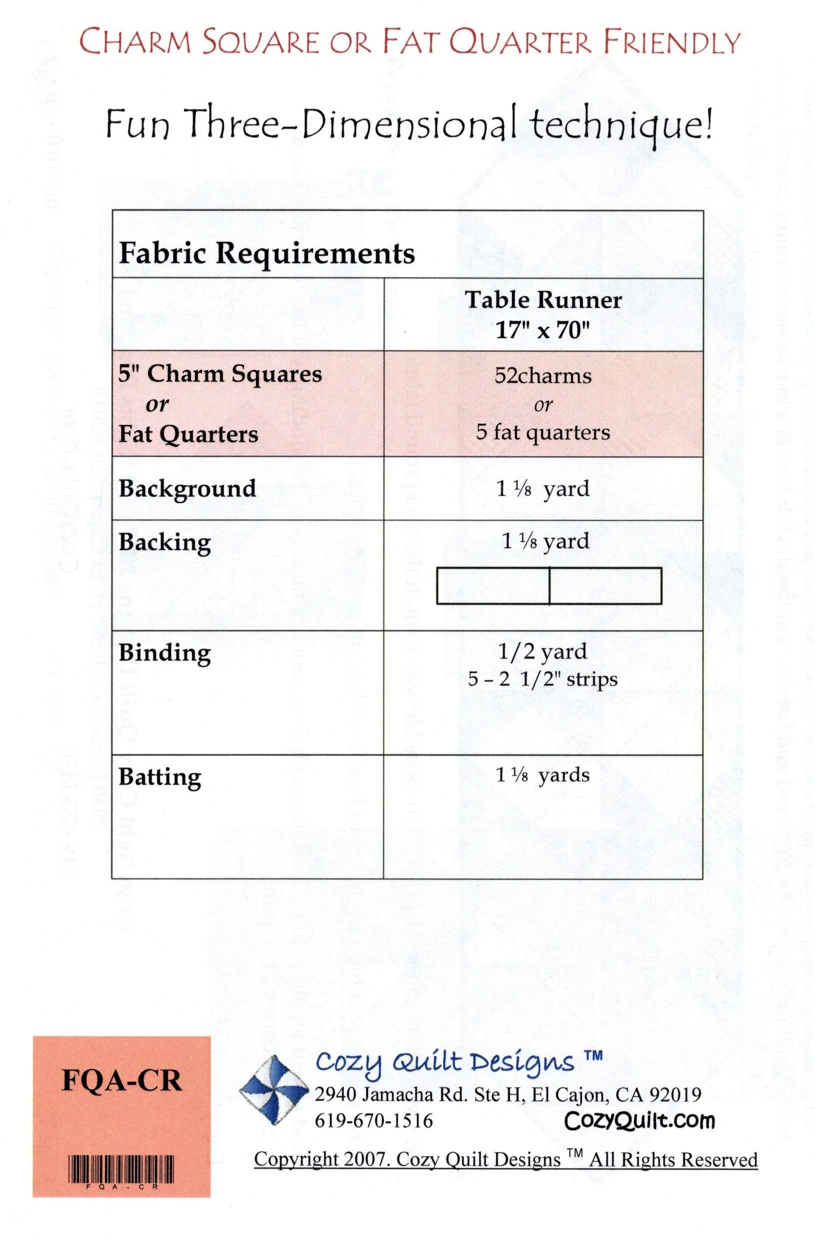 CHARM RUNNER - Cozy Quilt Designs Pattern DIGITAL DOWNLOAD