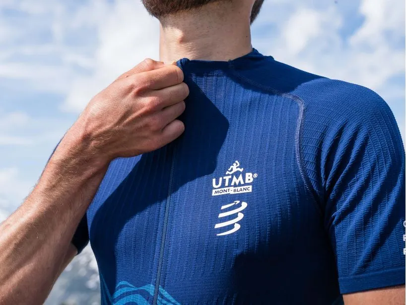 Compessport Men's Ultra-Trail Postural SS Top - UTMB 2022-Blue