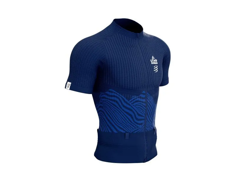 Compessport Men's Ultra-Trail Postural SS Top - UTMB 2022-Blue