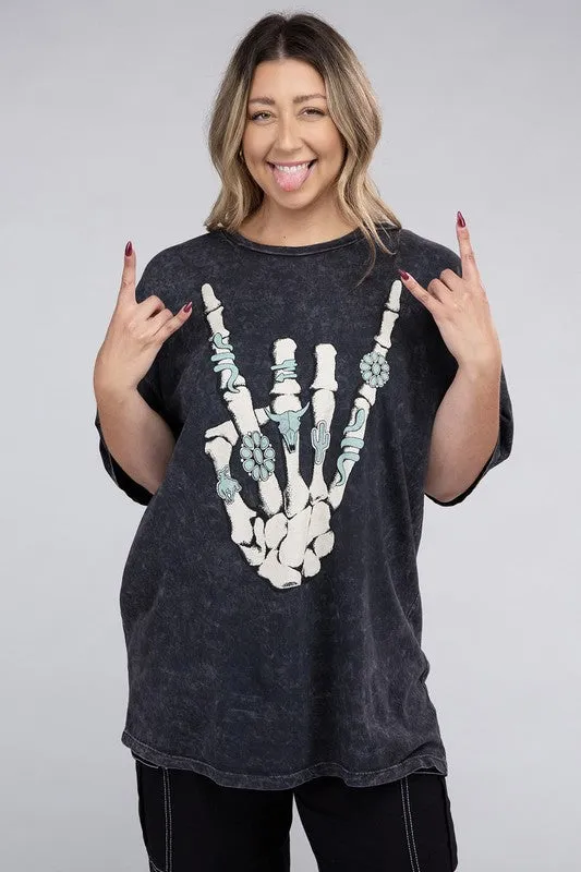 Curvy - Skeleton Rock Hand Sign Graphic Top (DS)