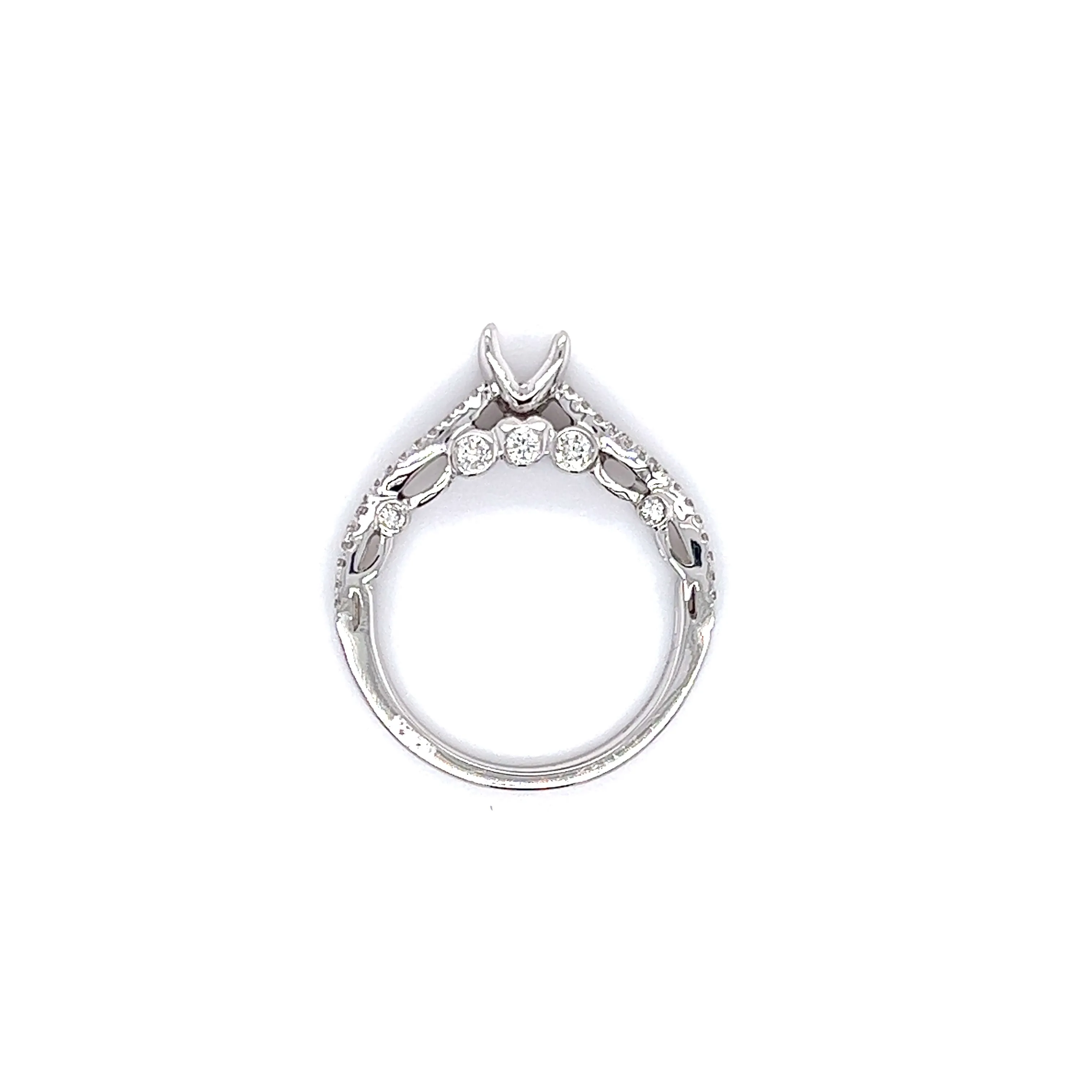 Diamond Ring Setting with Twisted Split Shank in 14K White Gold