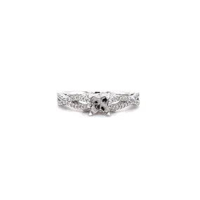 Diamond Ring Setting with Twisted Split Shank in 14K White Gold