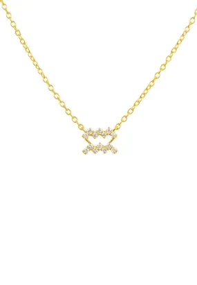 Diamond Zodiac Necklace Gold Aquarius