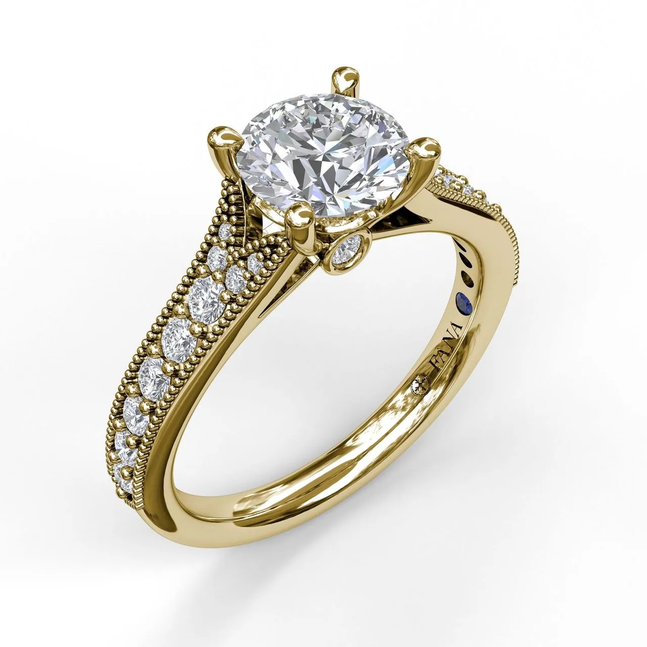 Fana Classic Diamond Engagement Ring with Detailed Milgrain Band 3827