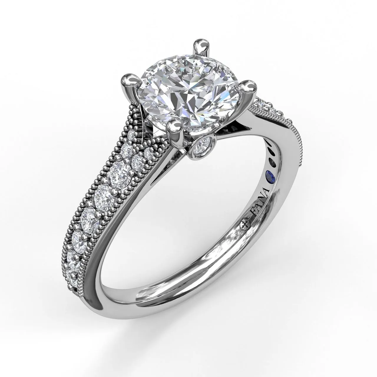 Fana Classic Diamond Engagement Ring with Detailed Milgrain Band 3827