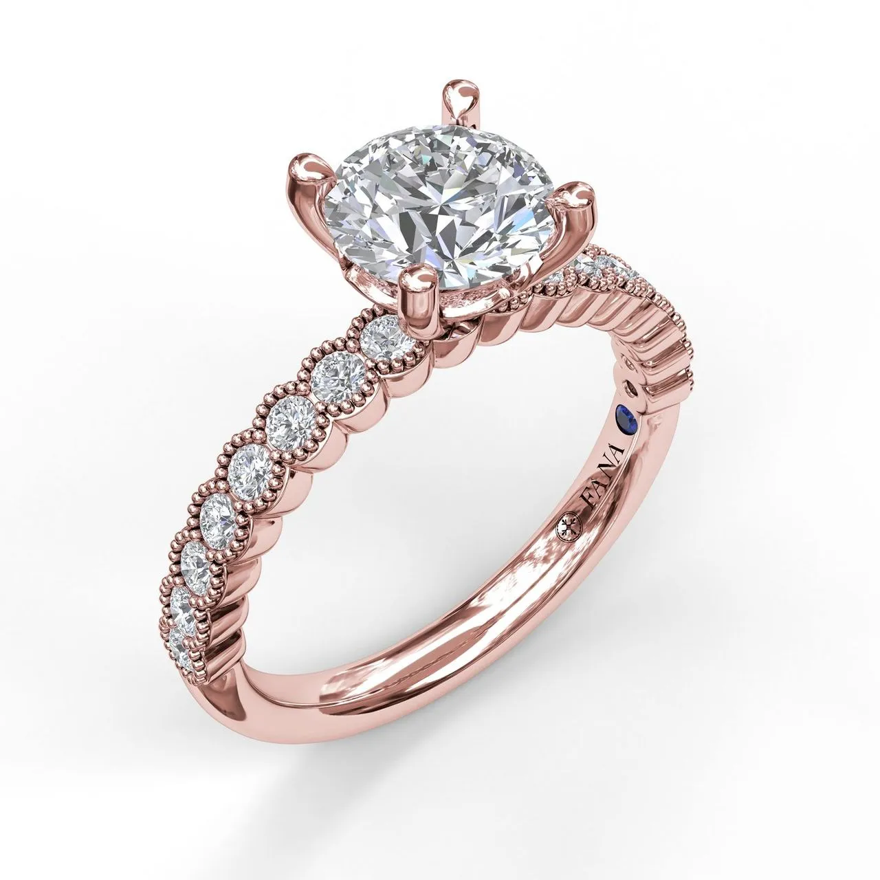 Fana Diamond Engagement Ring with a Delicate Milgrain Edge 3037