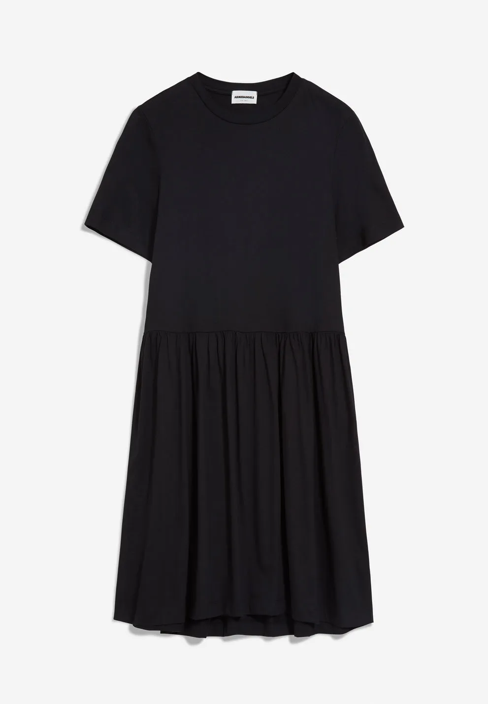 Feliaa Black Jersey Short Sleeve Dress In Organic Cotton