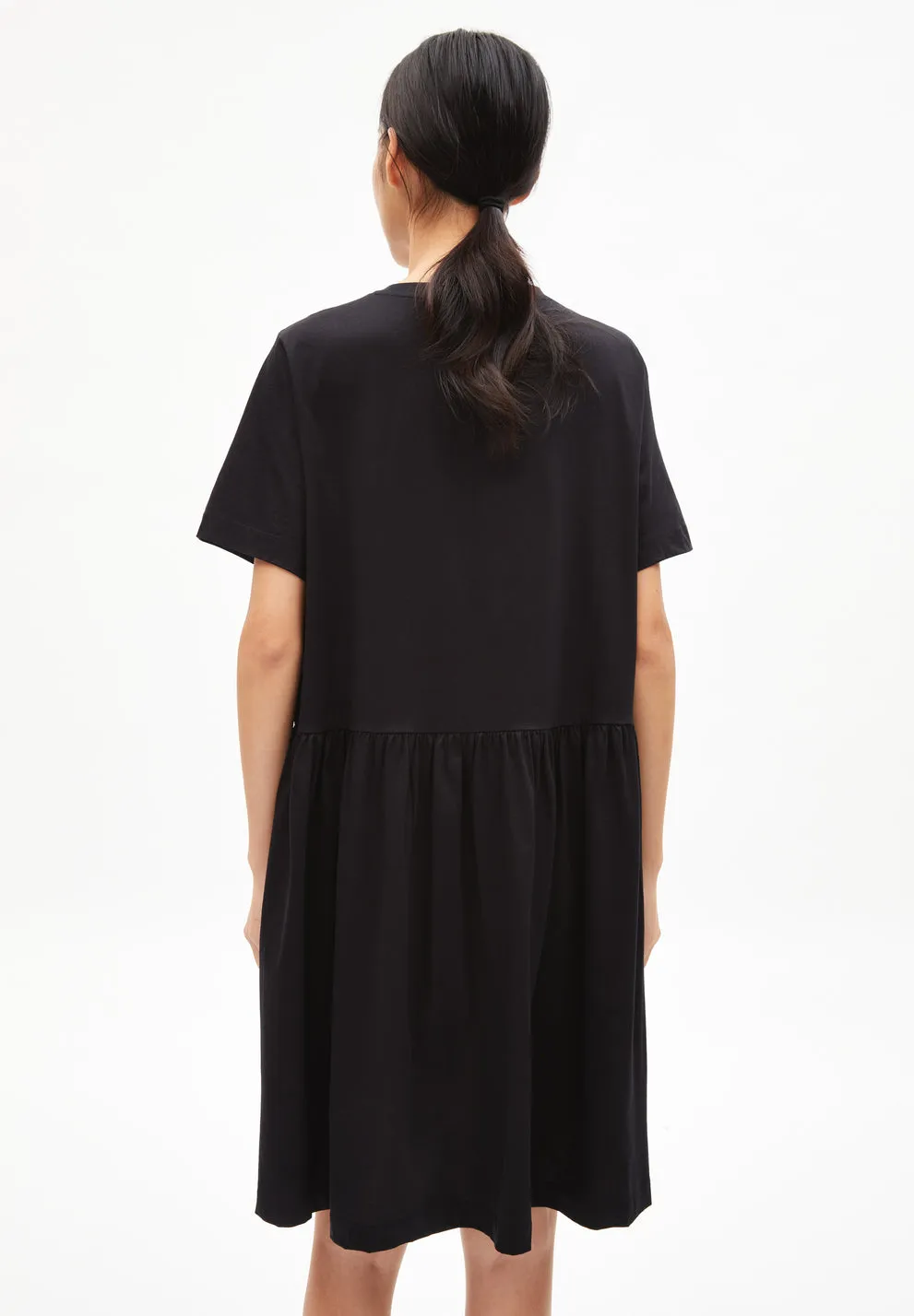 Feliaa Black Jersey Short Sleeve Dress In Organic Cotton