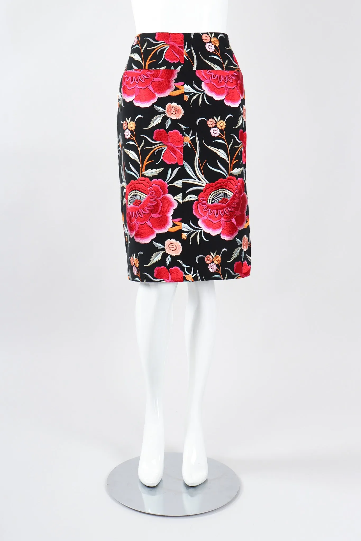 Floral Embroidered Piano Skirt