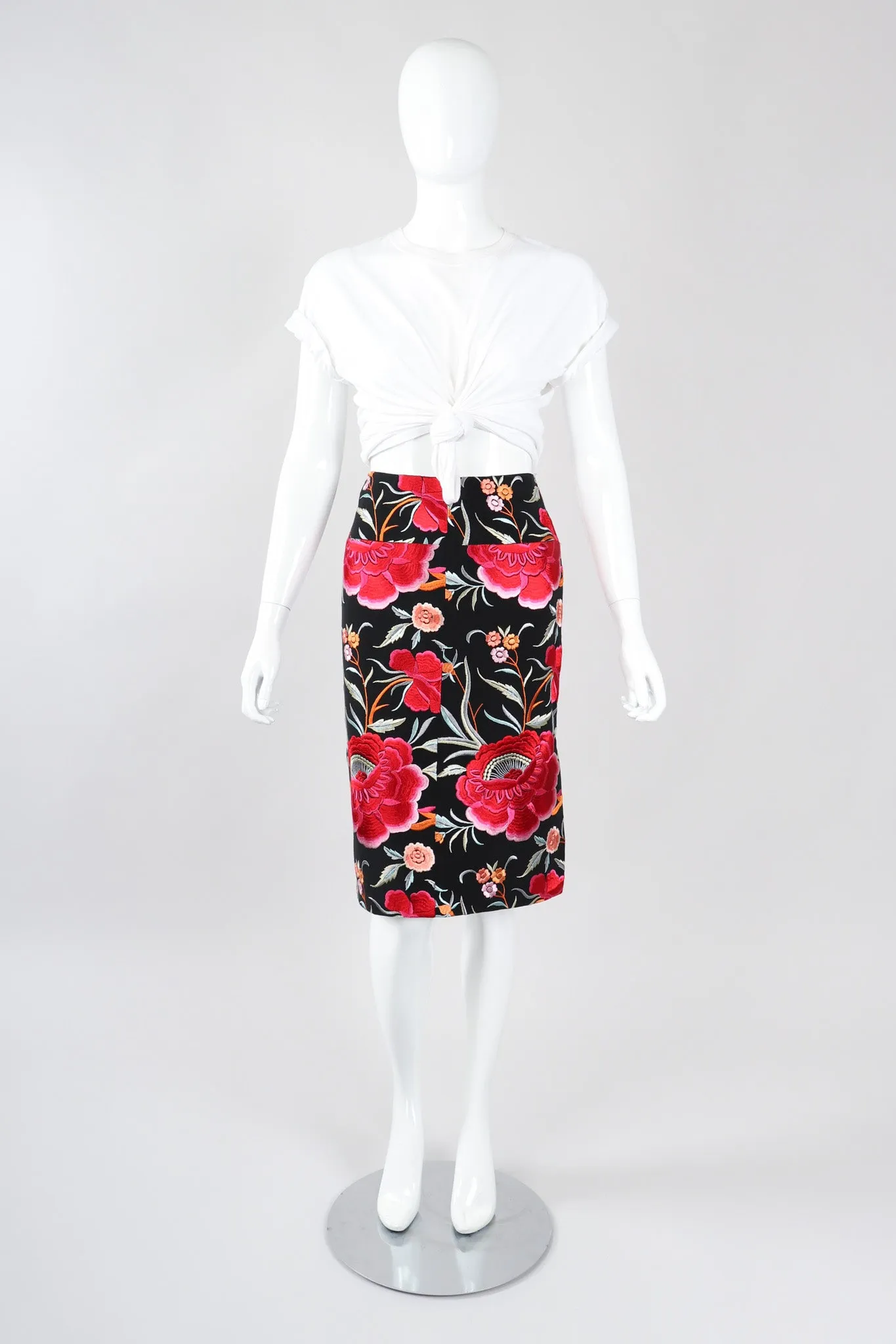 Floral Embroidered Piano Skirt