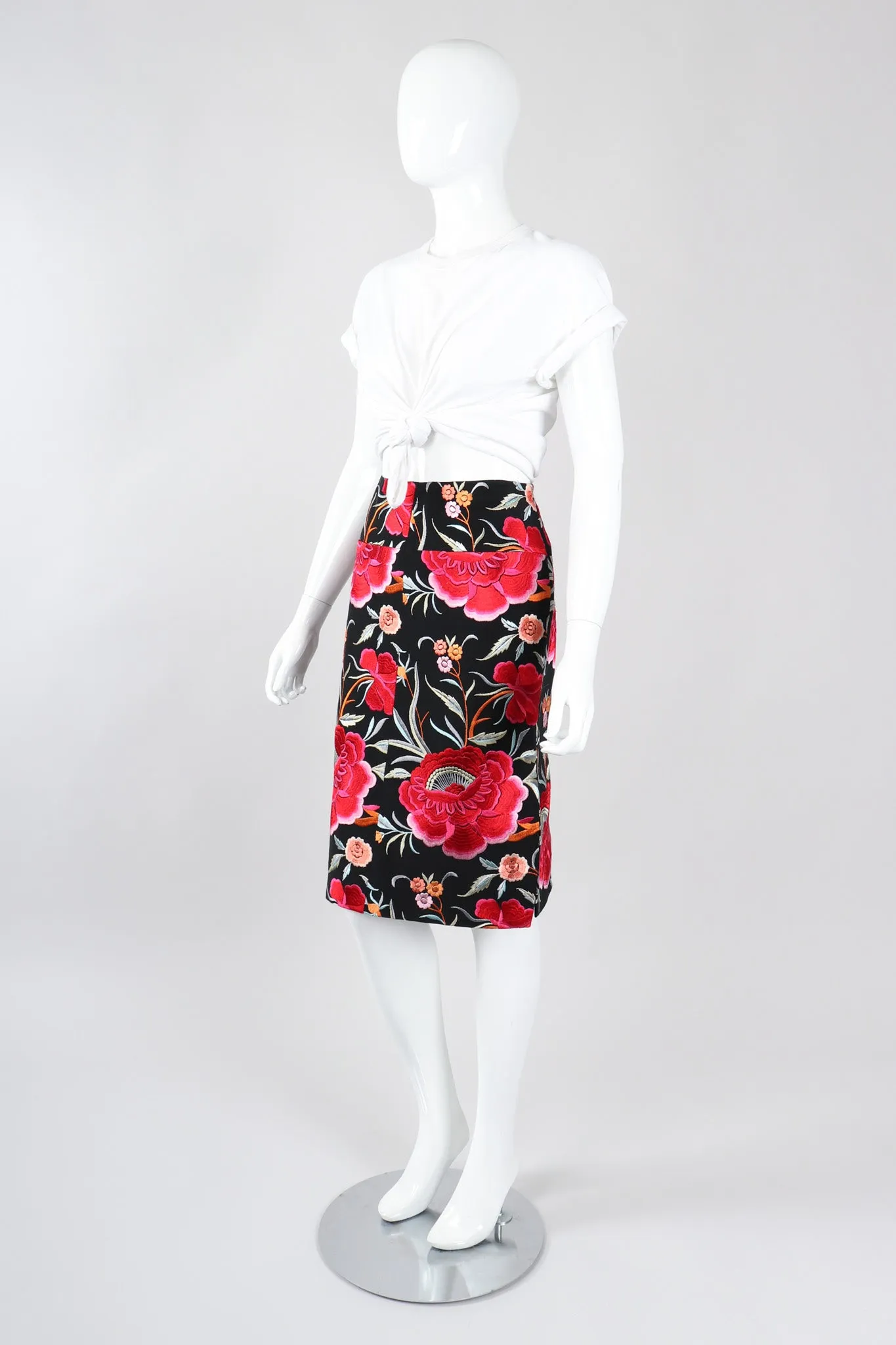 Floral Embroidered Piano Skirt