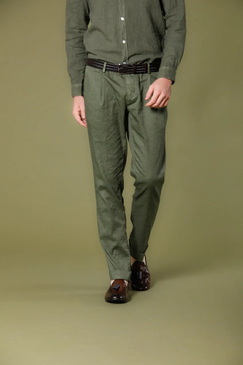 Genova Style men's chino pants in linen and cotton twill regular