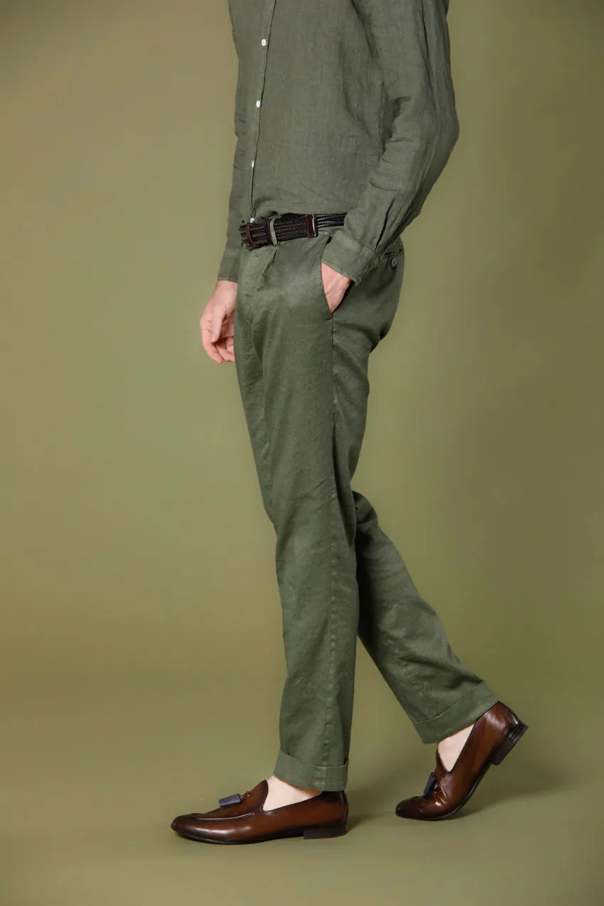 Genova Style men's chino pants in linen and cotton twill regular