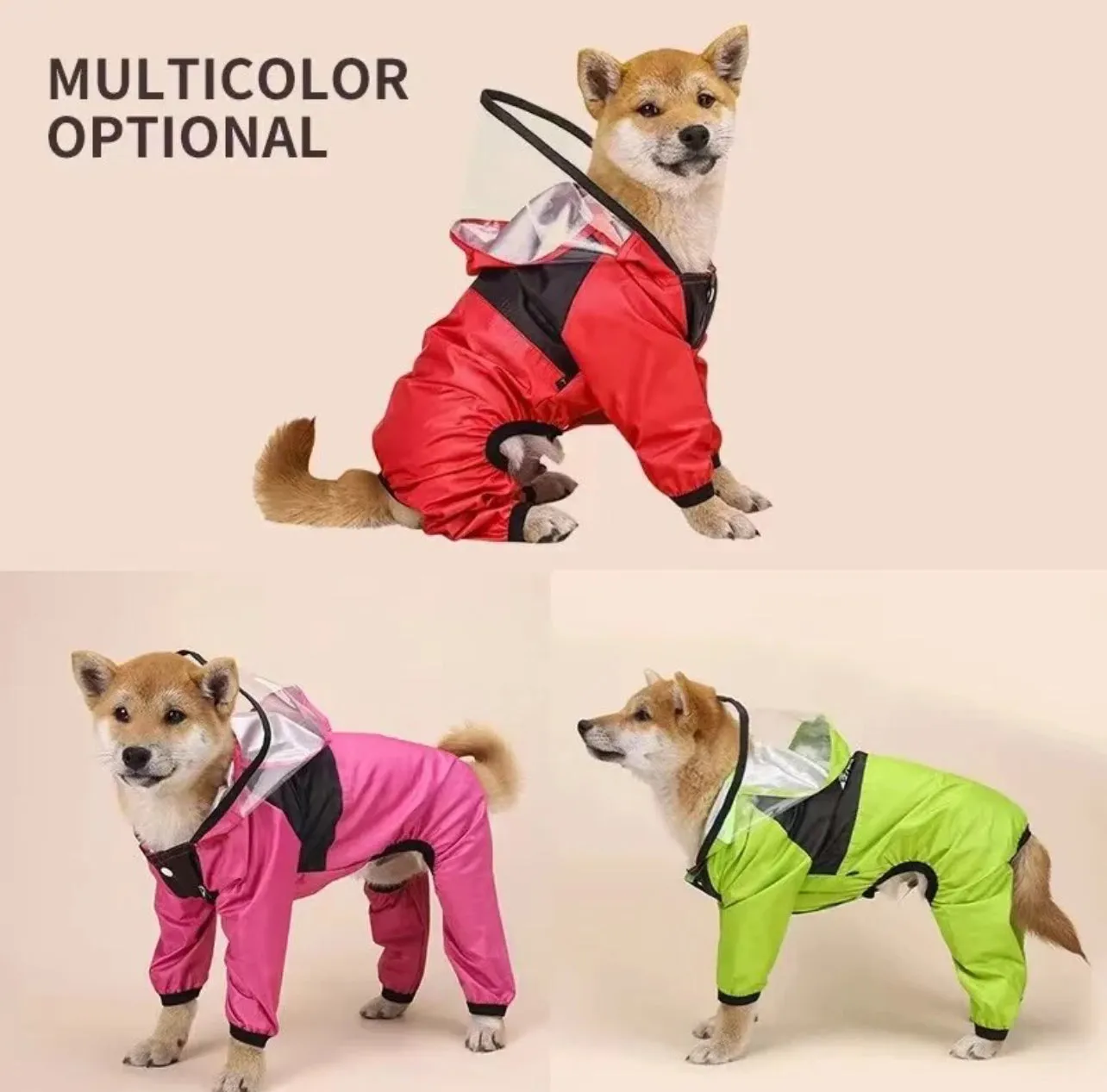 Glam Paws  Pet Raincoat, Jumpsuit Waterproof, Jacket