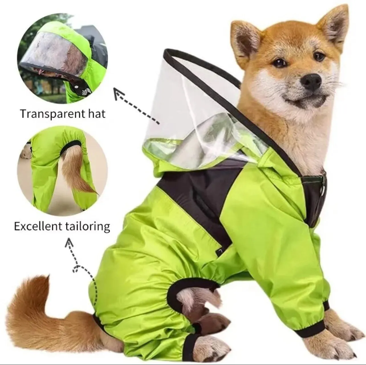 Glam Paws  Pet Raincoat, Jumpsuit Waterproof, Jacket