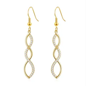 Gold Plated Twist Drop Earrings Created with Zircondia® Crystals