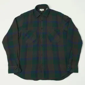 Hartford 2 Pocket Check Flannel Shirt - Green